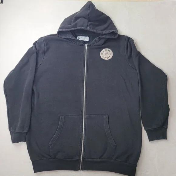 Dutch Bros Coffee "Peace Sign Logo" Men's Black Full-Zip Hoodie Size 2XL - Picture 1 of 12